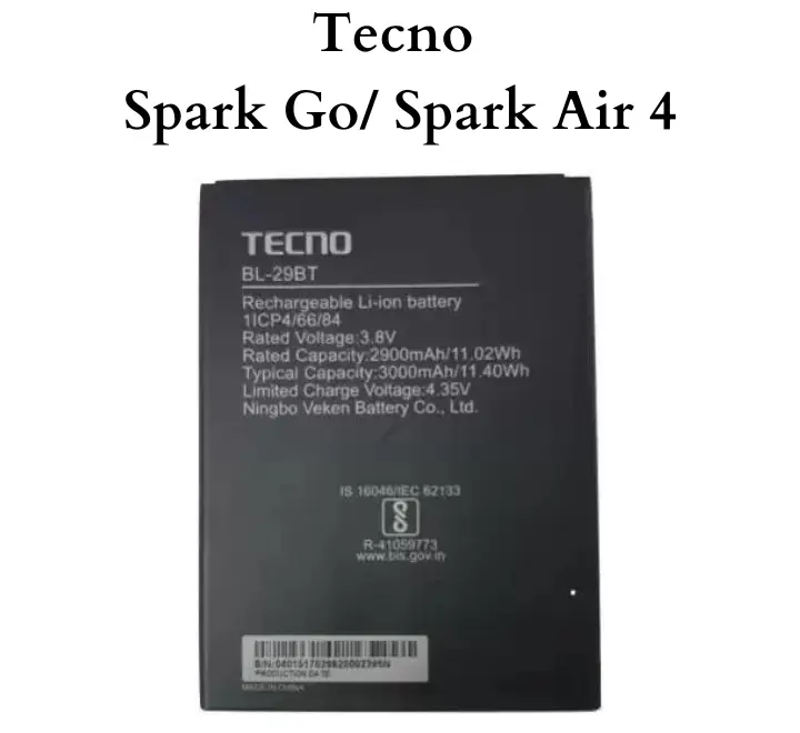 Tecno Spark Go Spark Air Battery Genuine Tecno Replacement